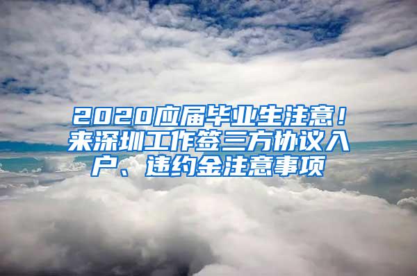 2020应届毕业生注意！来深圳工作签三方协议入户、违约金注意事项