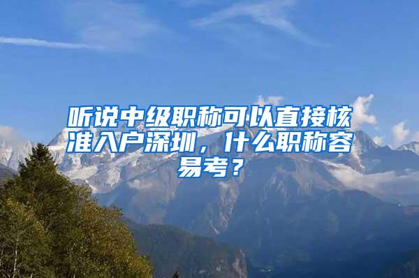 听说中级职称可以直接核准入户深圳，什么职称容易考？