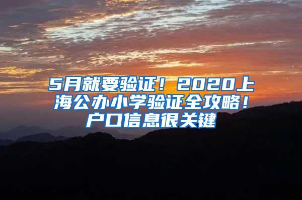 5月就要验证！2020上海公办小学验证全攻略！户口信息很关键