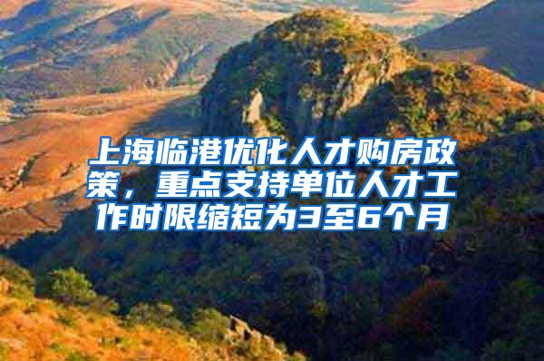 上海临港优化人才购房政策，重点支持单位人才工作时限缩短为3至6个月