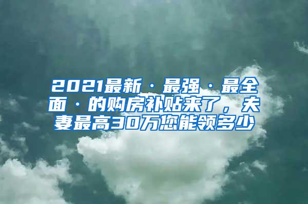 2021最新·最强·最全面·的购房补贴来了，夫妻最高30万您能领多少