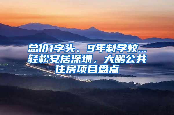 总价1字头、9年制学校...轻松安居深圳，大鹏公共住房项目盘点