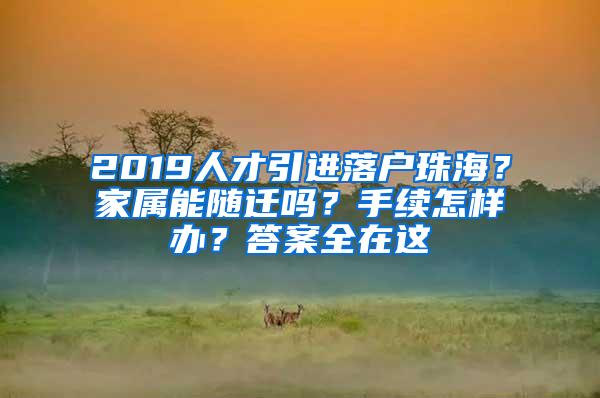 2019人才引进落户珠海？家属能随迁吗？手续怎样办？答案全在这