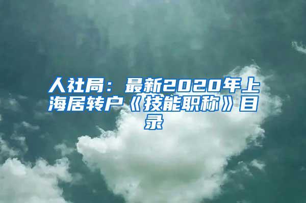 人社局：最新2020年上海居转户《技能职称》目录