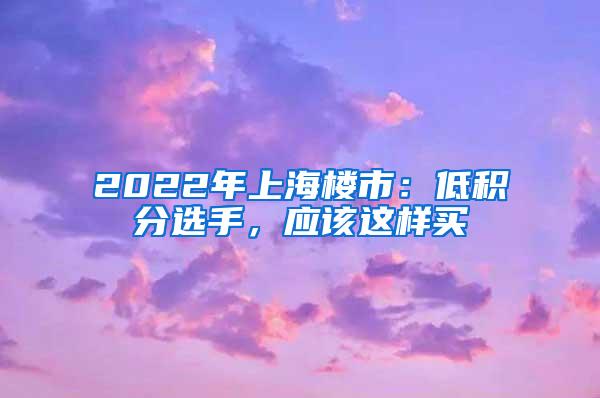2022年上海楼市：低积分选手，应该这样买