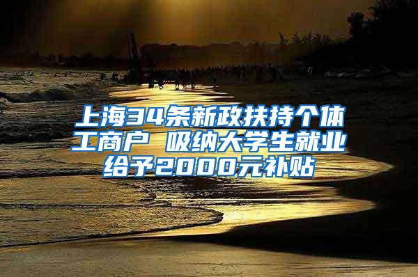 上海34条新政扶持个体工商户 吸纳大学生就业给予2000元补贴