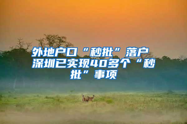 外地户口“秒批”落户 深圳已实现40多个“秒批”事项