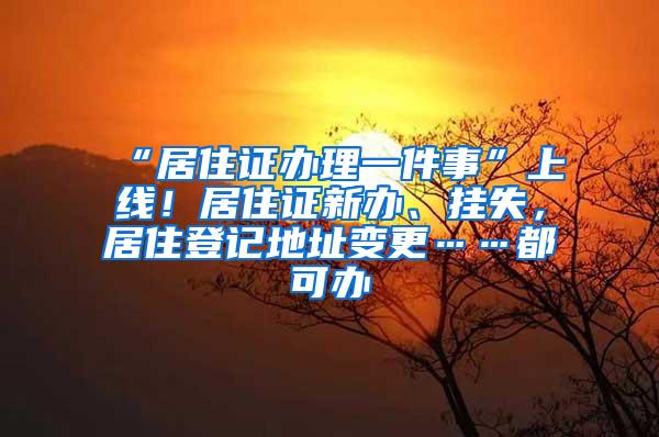 “居住证办理一件事”上线！居住证新办、挂失，居住登记地址变更……都可办