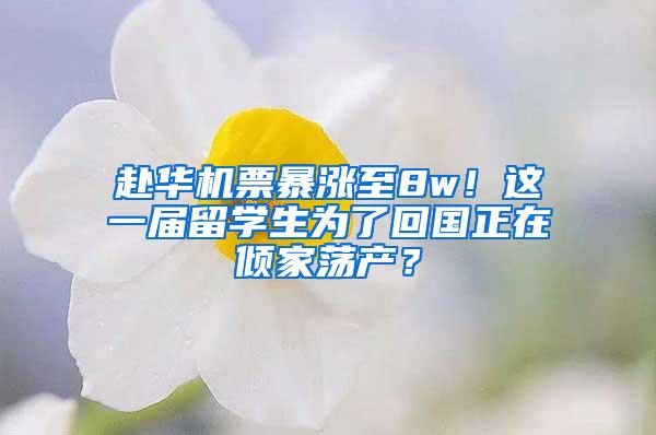 赴华机票暴涨至8w！这一届留学生为了回国正在倾家荡产？