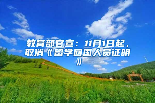 教育部官宣：11月1日起，取消《留学回国人员证明》