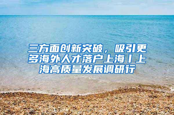 三方面创新突破，吸引更多海外人才落户上海丨上海高质量发展调研行