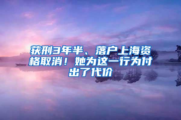 获刑3年半、落户上海资格取消！她为这一行为付出了代价