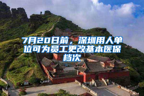 7月20日前，深圳用人单位可为员工更改基本医保档次