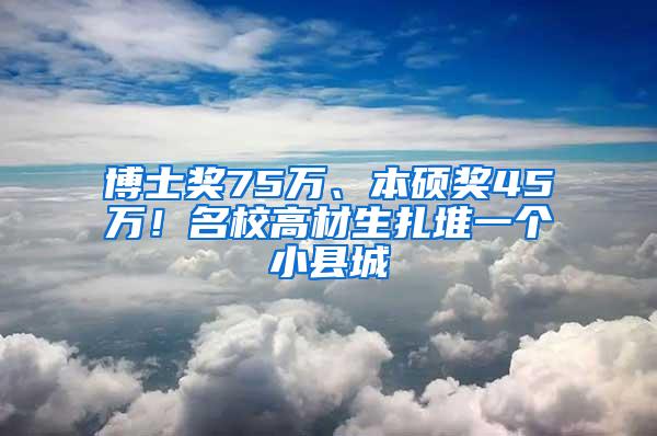 博士奖75万、本硕奖45万！名校高材生扎堆一个小县城