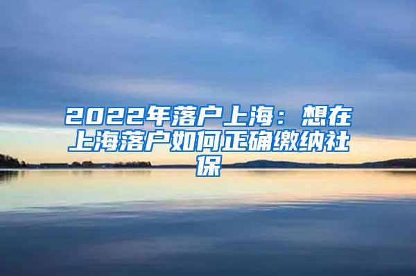 2022年落户上海：想在上海落户如何正确缴纳社保