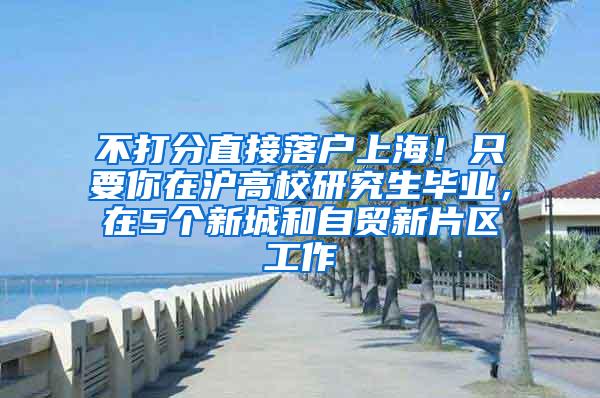不打分直接落户上海！只要你在沪高校研究生毕业，在5个新城和自贸新片区工作