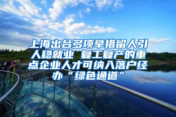 上海出台多项举措留人引人稳就业 复工复产的重点企业人才可纳入落户经办“绿色通道”