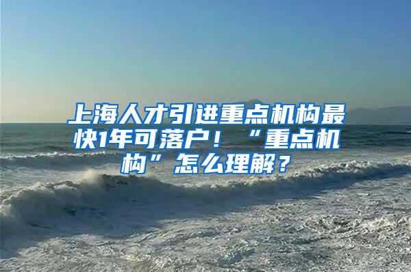 上海人才引进重点机构最快1年可落户！“重点机构”怎么理解？