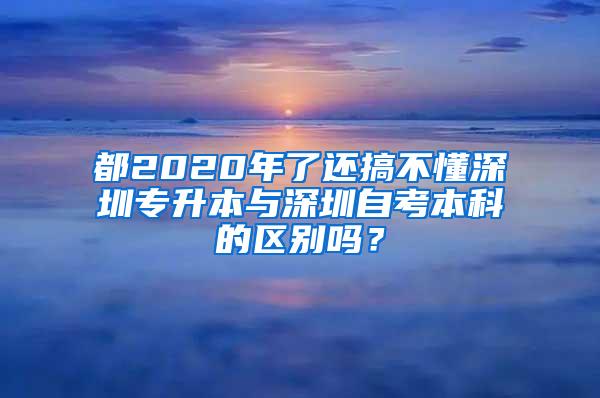 都2020年了还搞不懂深圳专升本与深圳自考本科的区别吗？