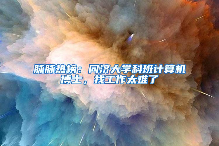 脉脉热榜：同济大学科班计算机博士，找工作太难了