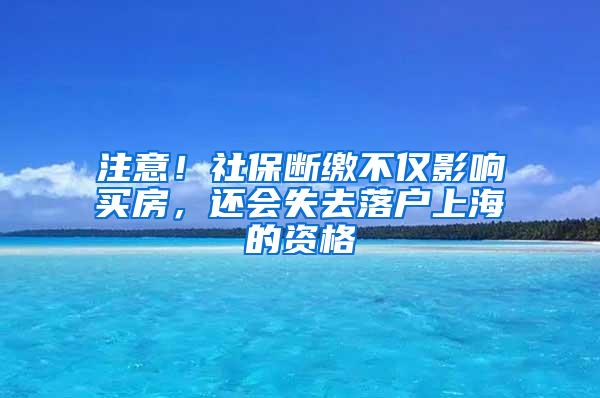 注意！社保断缴不仅影响买房，还会失去落户上海的资格