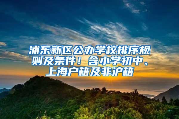 浦东新区公办学校排序规则及条件！含小学初中、上海户籍及非沪籍