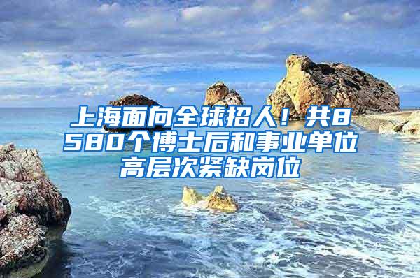 上海面向全球招人！共8580个博士后和事业单位高层次紧缺岗位