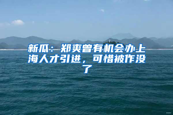 新瓜：郑爽曾有机会办上海人才引进，可惜被作没了