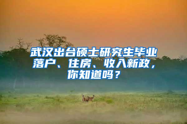 武汉出台硕士研究生毕业落户、住房、收入新政，你知道吗？