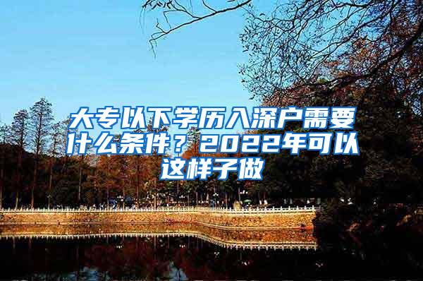 大专以下学历入深户需要什么条件？2022年可以这样子做