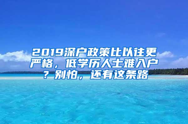 2019深户政策比以往更严格，低学历人士难入户？别怕，还有这条路