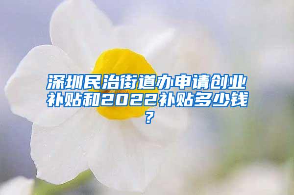 深圳民治街道办申请创业补贴和2022补贴多少钱？