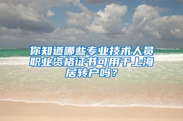 你知道哪些专业技术人员职业资格证书可用于上海居转户吗？