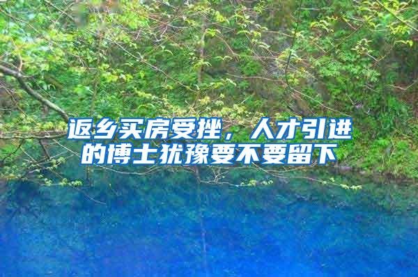 返乡买房受挫，人才引进的博士犹豫要不要留下