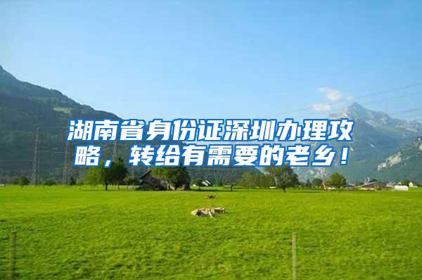 湖南省身份证深圳办理攻略，转给有需要的老乡！
