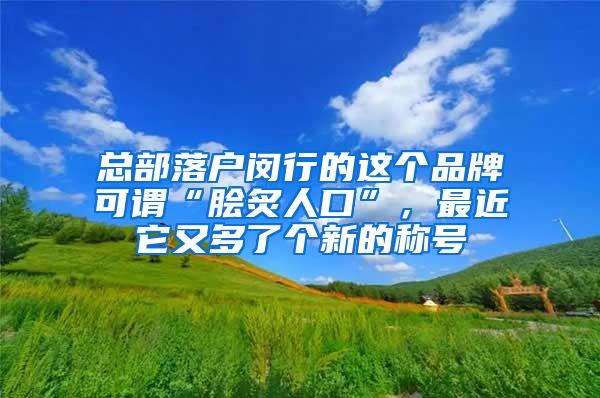 总部落户闵行的这个品牌可谓“脍炙人口”，最近它又多了个新的称号