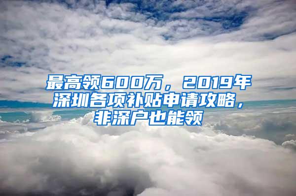 最高领600万，2019年深圳各项补贴申请攻略，非深户也能领