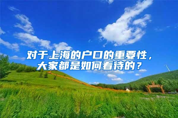 对于上海的户口的重要性，大家都是如何看待的？