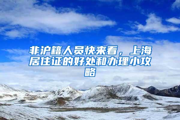 非沪籍人员快来看，上海居住证的好处和办理小攻略