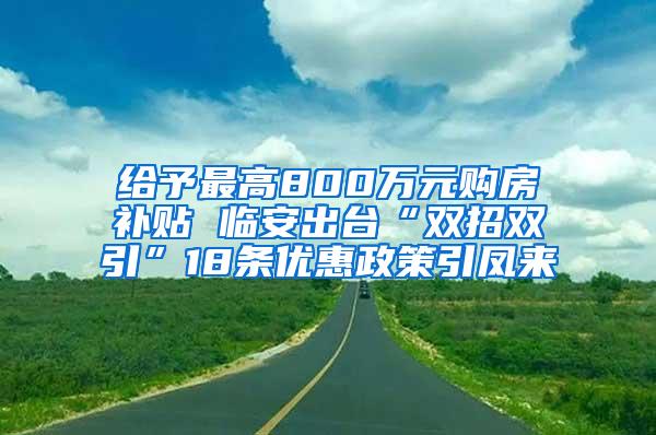 给予最高800万元购房补贴 临安出台“双招双引”18条优惠政策引凤来