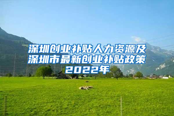 深圳创业补贴人力资源及深圳市最新创业补贴政策2022年