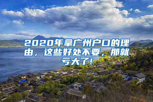 2020年拿广州户口的理由，这些好处不要，那就亏大了!