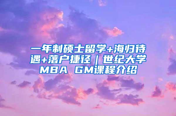 一年制硕士留学+海归待遇+落户捷径｜世纪大学MBA GM课程介绍