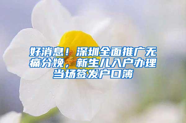 好消息！深圳全面推广无痛分娩，新生儿入户办理当场签发户口簿