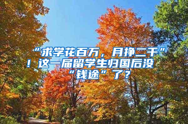 “求学花百万，月挣二千”！这一届留学生归国后没“钱途”了？