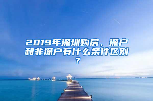 2019年深圳购房，深户和非深户有什么条件区别？