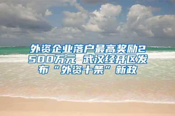 外资企业落户最高奖励2500万元 武汉经开区发布“外资十条”新政