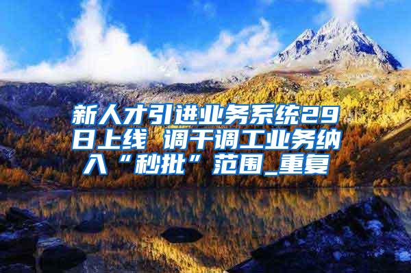 新人才引进业务系统29日上线 调干调工业务纳入“秒批”范围_重复