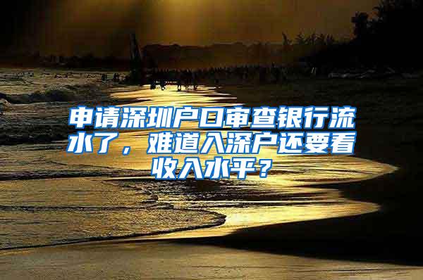 申请深圳户口审查银行流水了，难道入深户还要看收入水平？