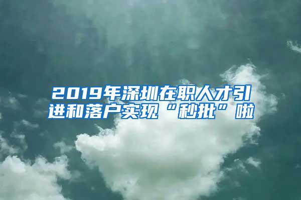 2019年深圳在职人才引进和落户实现“秒批”啦